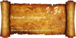 Vanyek Zsigmond névjegykártya